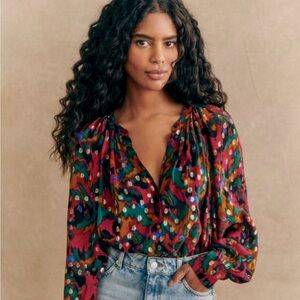 Sezane Lealys Shirt Lucky Print - Size 6